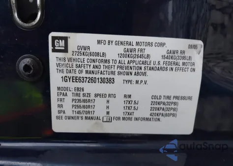 2006 Cadillac Srx V6 from USA, damaged, VIN 1GYEE637260130383